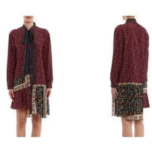 Nº21 Gilmar Printed Silk Patchwork Chemisier Dress L Asymmetrical Luxury Runway